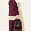 ⁦Hooded Detailed Two-Piece Set Burgundy⁩ - الصورة ⁦3⁩