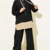 Hooded Detailed Two-Piece Set Black