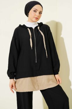 Alternative Ansicht von Hooded Detailed Two-Piece Set Black