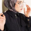 Mixed Pattern Bamboo Crepe Scarf Beige - immagine 2