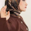 Mixed Pattern Bamboo Crepe Scarf Mustard - Afbeelding 2