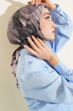 Mixed Pattern Bamboo Crepe Scarf Powder Pink