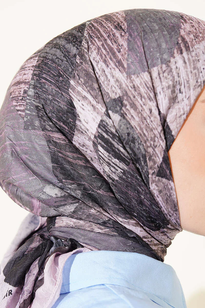 Mixed Pattern Bamboo Crepe Scarf Powder Pink – Bild 4
