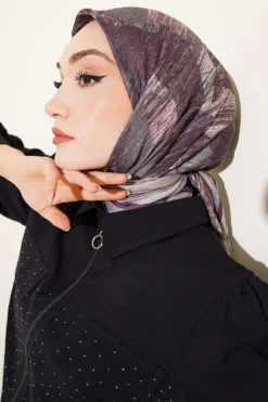 Alternative view of Mixed Pattern Bamboo Crepe Scarf Stone