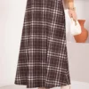 Square Pattern Scuba Skirt Brown - immagine 2