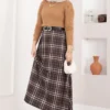 Square Pattern Scuba Skirt Brown - immagine 3