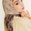 Checkered Bamboo Crinkle Scarf Plum - Imagen 2