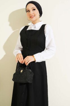 Vista alternativa di Square Neck Pocket Dress Black