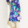 Mixed Pattern Hidden Button Shirt Purple - Image 2