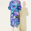 Mixed Pattern Hidden Button Shirt Purple - Image 3