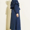 Layered Blouse and Skirt Set Navy Blue – Image 3