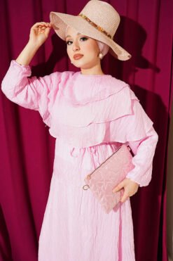 Layered Blouse and Skirt Set Pink