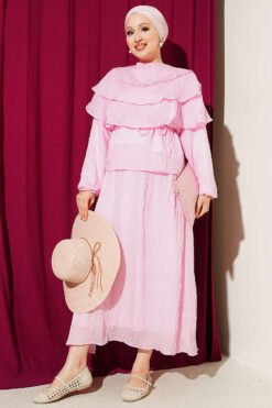 Alternative Ansicht von Layered Blouse and Skirt Set Pink