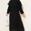 Cross Shoulder Cloak Skirt Set Black - Image 5