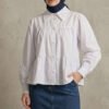 Tiered Drawstring Shirt White