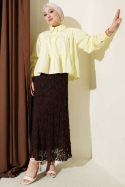 Alternative Ansicht von Tiered Drawstring Shirt Yellow