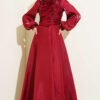 Layered Corset-Look Dress Burgundy