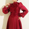Layered Corset-Look Dress Burgundy - immagine 2