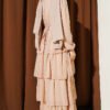 ⁦Layered Belted Chiffon Dress Beige⁩ - الصورة ⁦3⁩