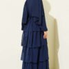 Layered Belted Chiffon Dress Navy Blue - immagine 3
