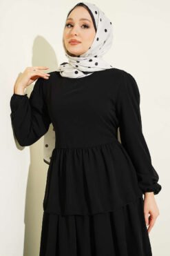 Alternative Ansicht von Layered Belted Chiffon Dress Black
