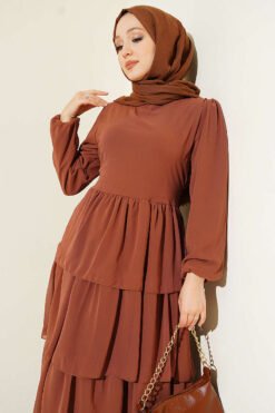 Alternative Ansicht von Layered Belted Chiffon Dress Tan