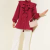 Ruffled Tiered Collar Shirt Burgundy - Imagen 2