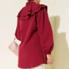 Ruffled Tiered Collar Shirt Burgundy - Imagen 3