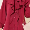 Ruffled Tiered Collar Shirt Burgundy - Imagen 4
