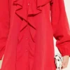 Ruffled Tiered Collar Shirt Red - Afbeelding 4
