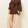 Ruffled Tiered Collar Shirt Brown - Image 2