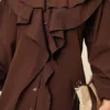 Ruffled Tiered Collar Shirt Brown - Image 4