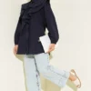 Ruffled Tiered Collar Shirt Navy Blue - Imagen 2