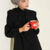 Ruffled Tiered Collar Shirt Black