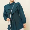 Ruffled Tiered Collar Shirt Emerald