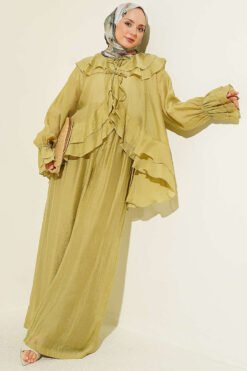 Collared Tied Ruffled Two-Piece Set