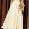 Belted Flared Skirt Yellow