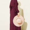 Belted Buttoned Ruffled Dress Burgundy - Afbeelding 3