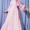 Belted Buttoned Ruffled Dress Pink