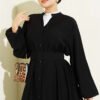 Belted Buttoned Ruffled Dress Black - Afbeelding 2