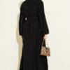 Belted Buttoned Ruffled Dress Black - Afbeelding 3