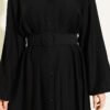 Belted Buttoned Ruffled Dress Black - Afbeelding 4