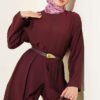 Belted Layered Pants Set Plum – Image 2