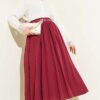 Belted Flared Voile Skirt Burgundy – Image 2