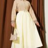 Belted Flared Voile Skirt Yellow – Image 2