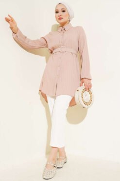 Vue alternative de Belted Crinkle Shirt Beige