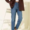 Belted Mom Jeans Pants Blue – Bild 2