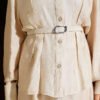 Belted Paisley Pattern Skirt Set Beige - Image 4