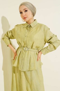 Vista alternativa di Belted Paisley Pattern Skirt Set