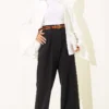 Belted Palazzo Fabric Pants Black – Bild 2